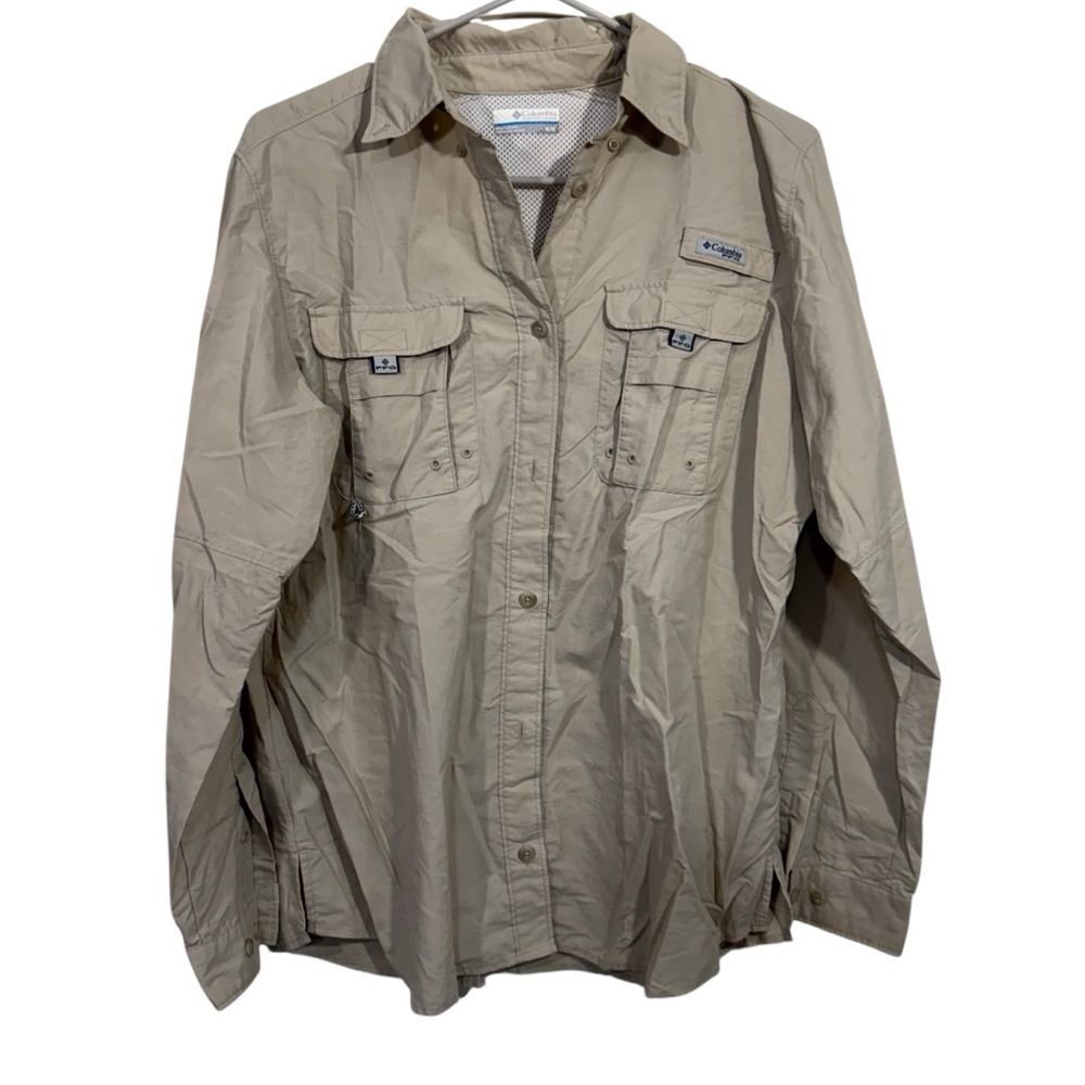 Columbia Outdoor Tan PFG Long Sleeve Button Up Shirt